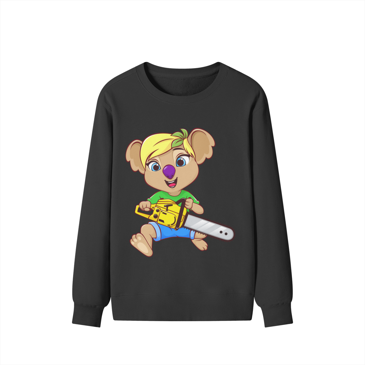 Disney Style Koala Chainsaw Classic Black Sweatshirt