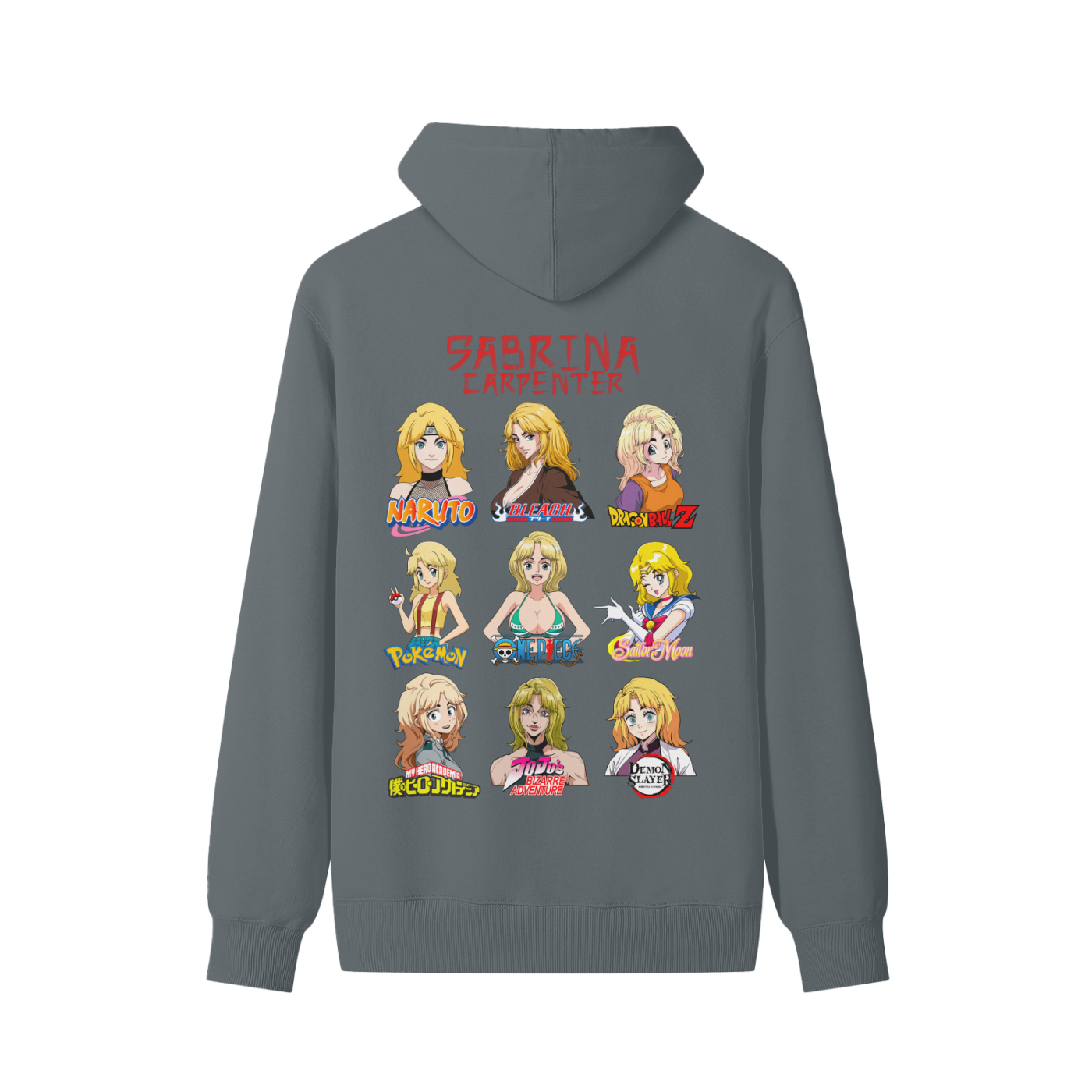 Sabrina Carpenter Anime Art Styles Dark Grey Classic Hoodie, Naruto, Bleach, Dragonball Z, Pokémon, One Piece, Sailor Moon, My Hero Academia, Jojo's Bizarre Adventure, Demon Slayer