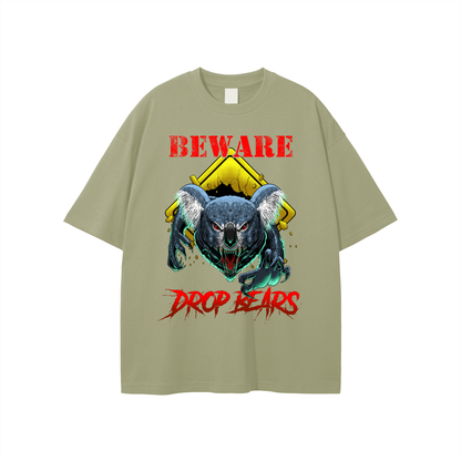 Beware Drop Bear Classic Dusty Olive Tee