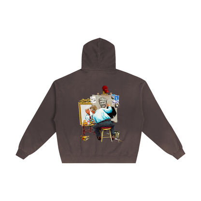 Donald Trump Triple Self Portrait Cocoa Brown Sunfaded Zip-Up Hoodie