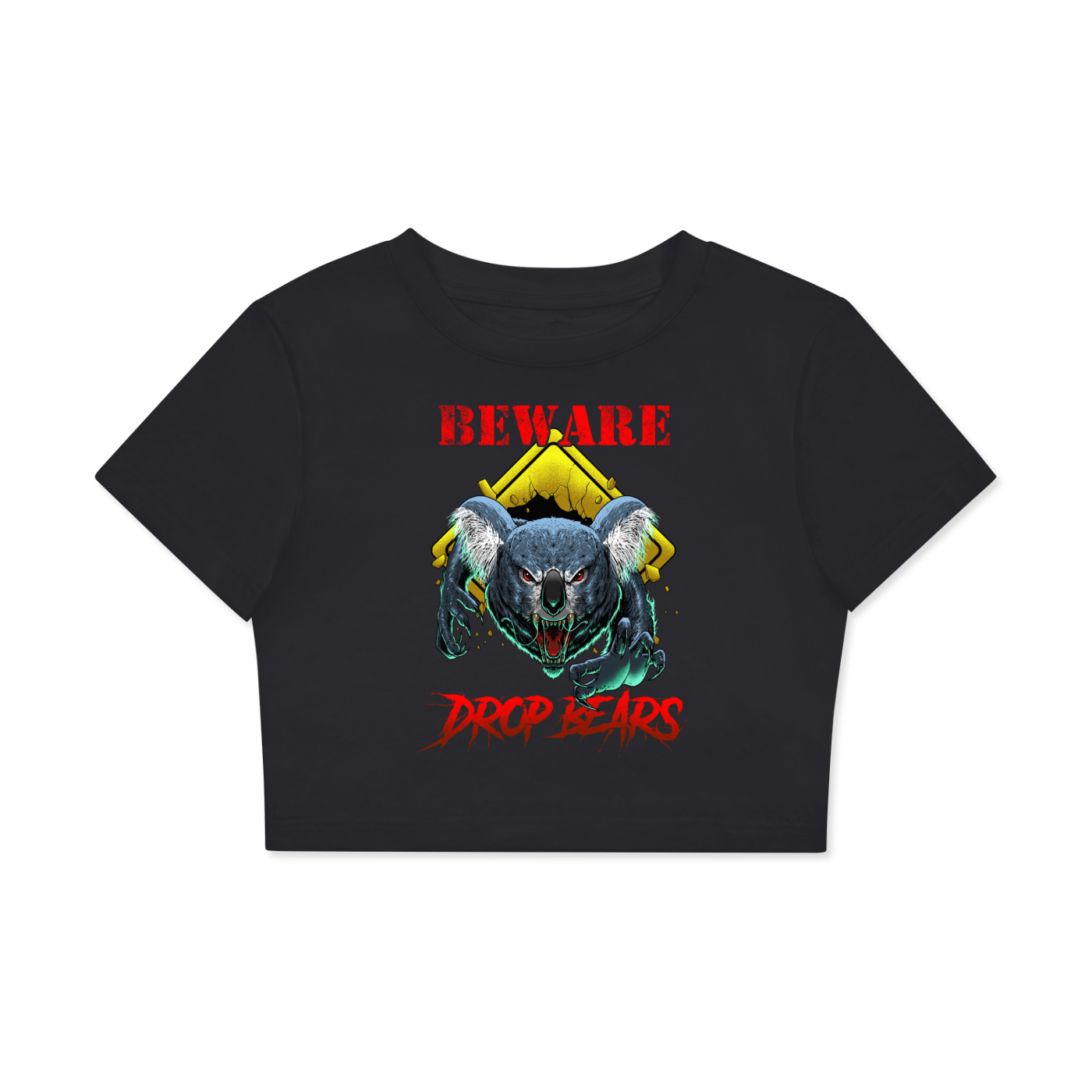 Beware Drop Bear Black Classic Women’s Crop Top Tee