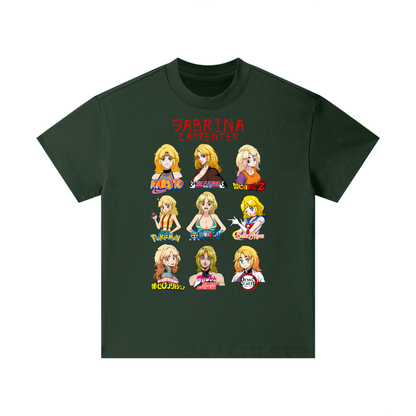 Sabrina Carpenter Anime Art Styles Forest Green Classic Kids' Tee, Naruto, Bleach, Dragonball Z, Pokémon, One Piece, Sailor Moon, My Hero Academia, Jojo's Bizarre Adventure, Demon Slayer