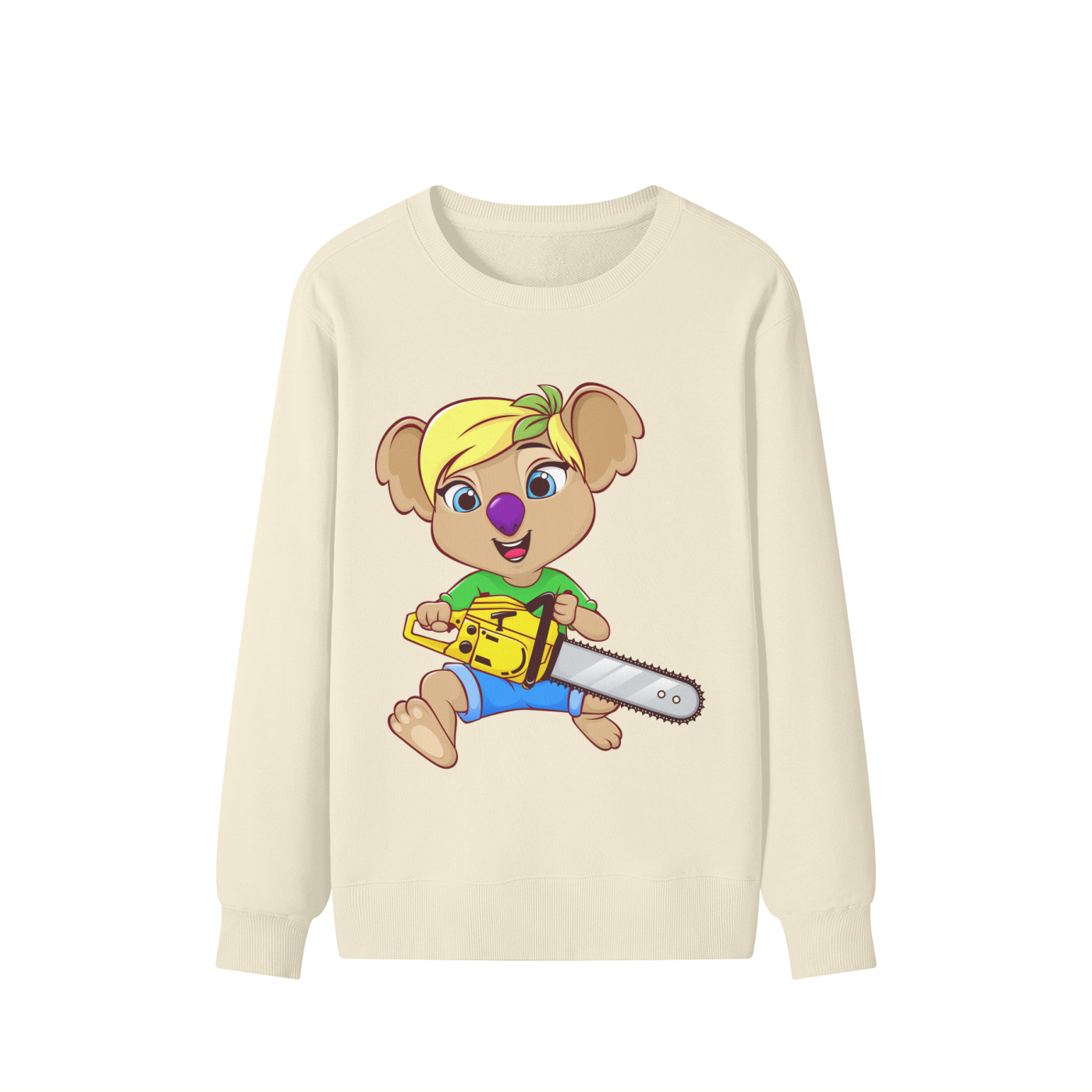Disney Style Koala Chainsaw Classic Light Khaki Sweatshirt