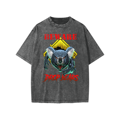 Beware Drop Bear Snow Washed Dark Grey Kids' Tee
