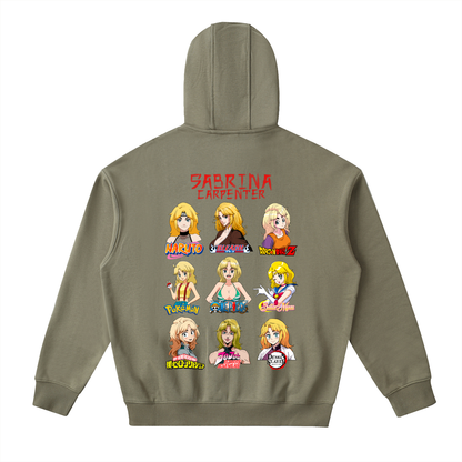 Sabrina Carpenter Anime Art Styles Army Green Classic Zip-Up Hoodie, Naruto, Bleach, Dragonball Z, Pokémon, One Piece, Sailor Moon, My Hero Academia, Jojo's Bizarre Adventure, Demon Slayer