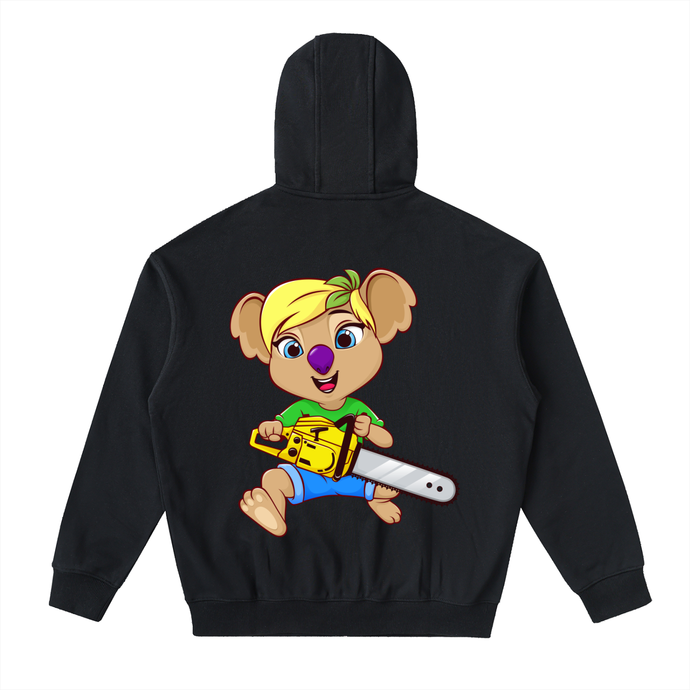 Disney Style Koala Chainsaw Black Classic Zip-Up Hoodie