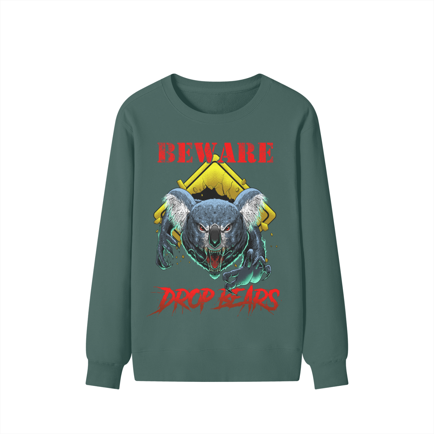 Beware Drop Bear Classic Forest Green Sweatshirt