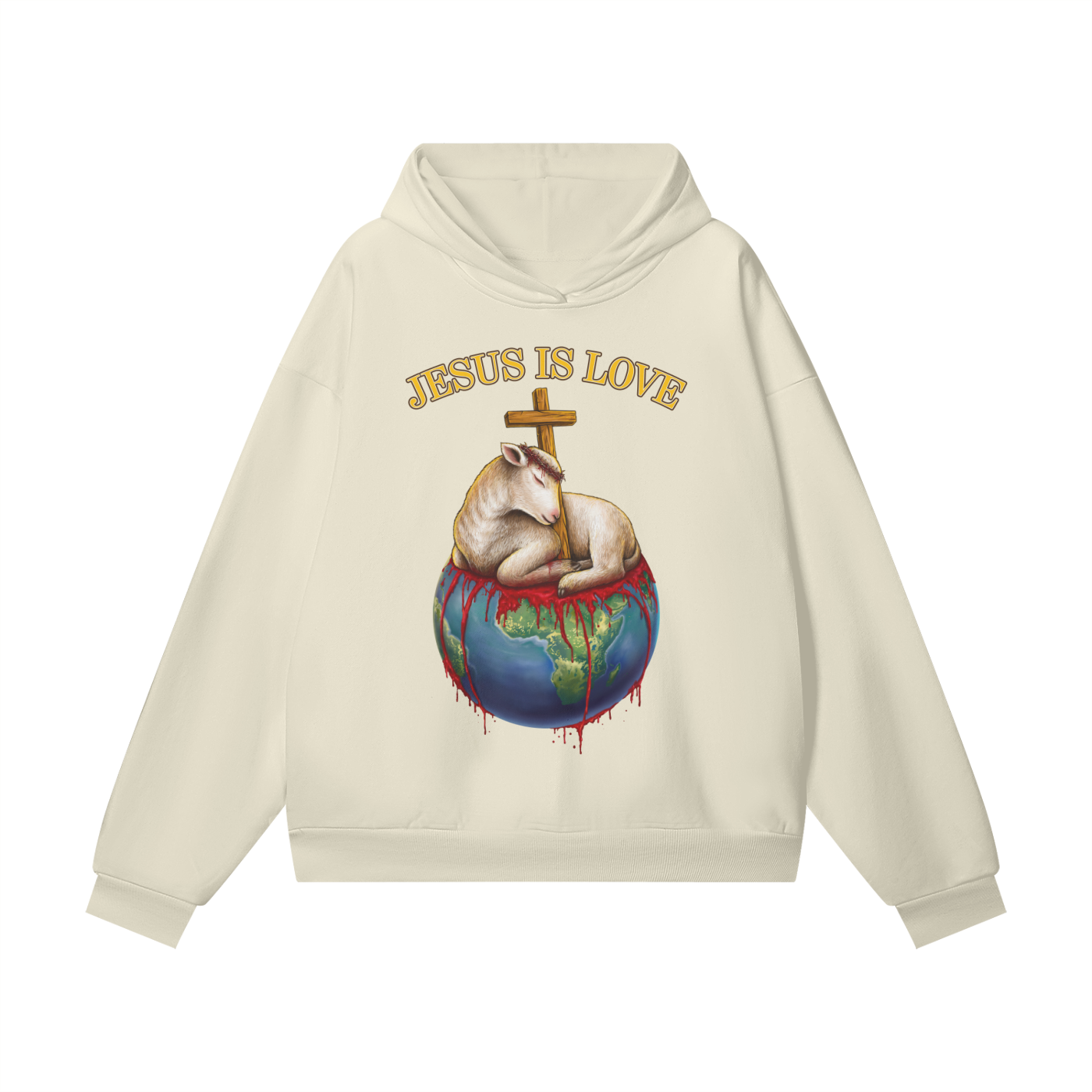 Jesus Is Love Hidden Pocket Fleece Light Khaki Hoodie