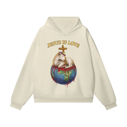 Jesus Is Love Hidden Pocket Fleece Light Khaki Hoodie