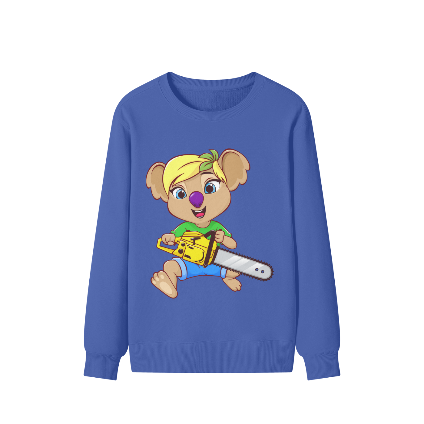 Disney Style Koala Chainsaw Classic Klein Blue Sweatshirt