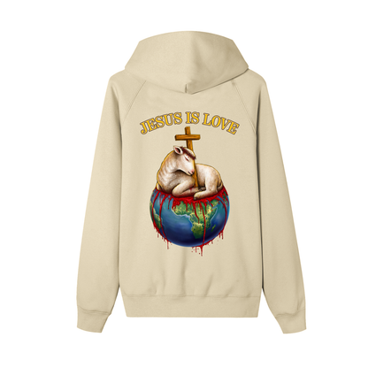 Jesus Is Love Light Khaki Zip-Up Fleece Hoodie