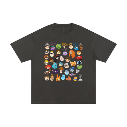 Watercolour Disney Pixar Protagonist Icons Dark Slate Grey Classic Tee, Toy Story, A Bug’s Life, Monsters, Inc., Finding Nemo, The Incredibles, Cars, Ratatouille, WALL-E, Up, Brave, Inside Out, The Good Dinosaur, Coco, Onward, Soul, Luca, Turning Red, Elemental, Elio, Hoppers, Gatto