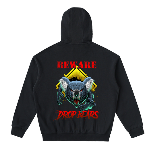 Beware Drop Bear Black Classic Zip-Up Hoodie