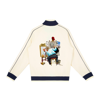 Donald Trump Triple Self Portrait Vanilla Cream Retro Raglan Zip-Up Track Jacket