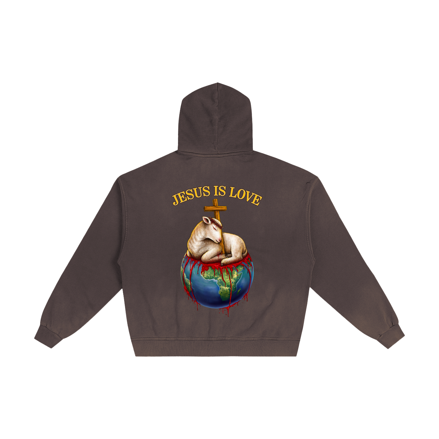 Jesus Is Love Cocoa Brown Sunfaded Zip-Up Hoodie