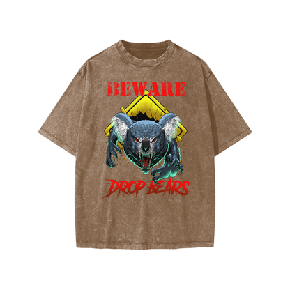 Beware Drop Bear Snow Washed Coffee Kids' Tee