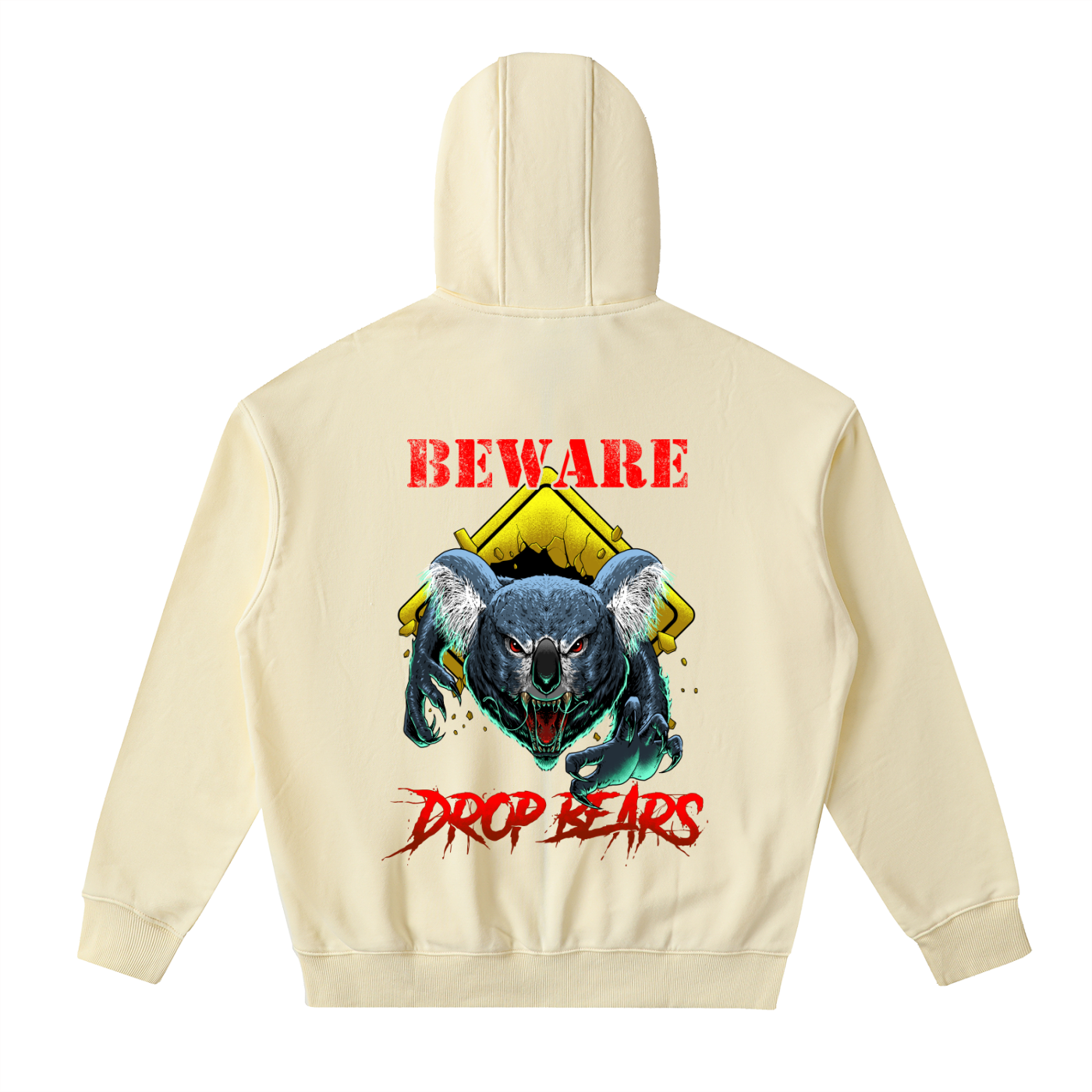 Beware Drop Bear Light Khaki Classic Zip-Up Hoodie