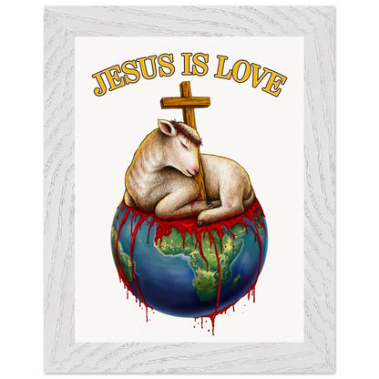 Jesus Is Love White Frame Premium Luxury Wooden Framed Poster
