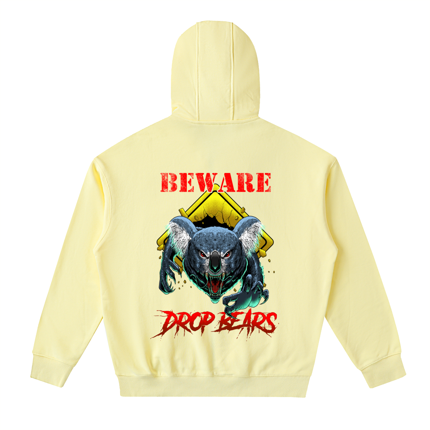 Beware Drop Bear Yellow Classic Zip-Up Hoodie
