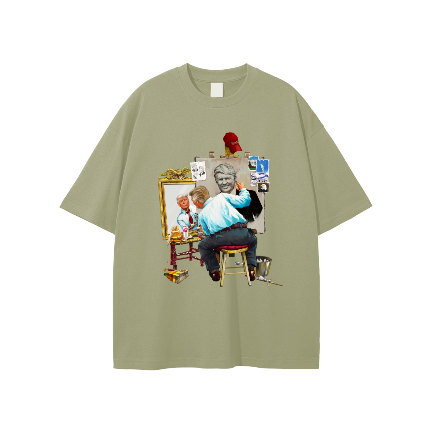 Donald Trump Triple Self Portrait Classic Dusty Olive Tee