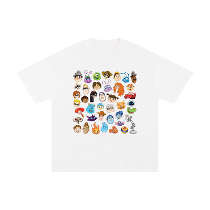 Watercolour Disney Pixar Protagonist Icons White Classic Tee, Toy Story, A Bug’s Life, Monsters, Inc., Finding Nemo, The Incredibles, Cars, Ratatouille, WALL-E, Up, Brave, Inside Out, The Good Dinosaur, Coco, Onward, Soul, Luca, Turning Red, Elemental, Elio, Hoppers, Gatto